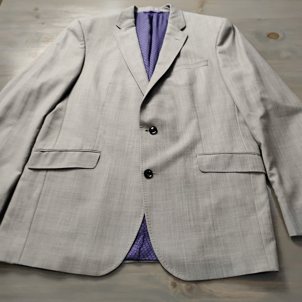 TED BAKER Endurance Blazer 44L Gray Glen Plaid Wool Sport Coat Jacket Jones CT